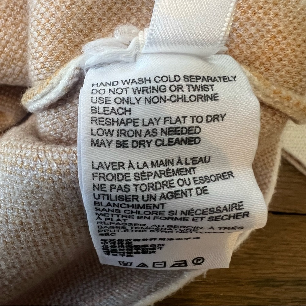 Anthropologie Sweater Mock Neck Windowpane Cream and Tan Medium Neutral - Picture 5 of 5